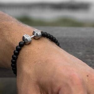 FIT LIFE SILVER DUMBBELL BRACELET For Men
